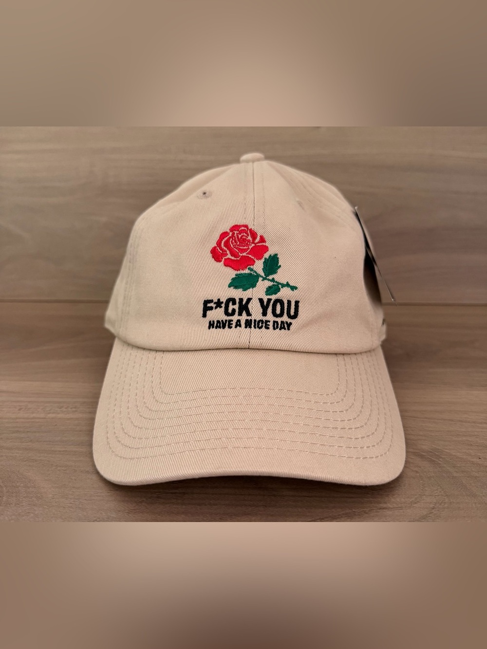 Field Grade Have A Nice Day Beige Relaxed Fit Adjustable Hat Cap NWT